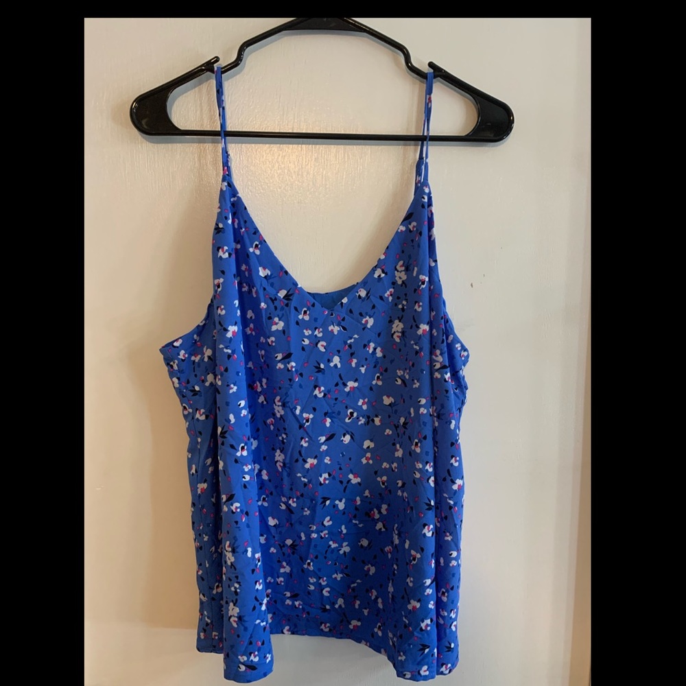 Blue Tank with Flowers